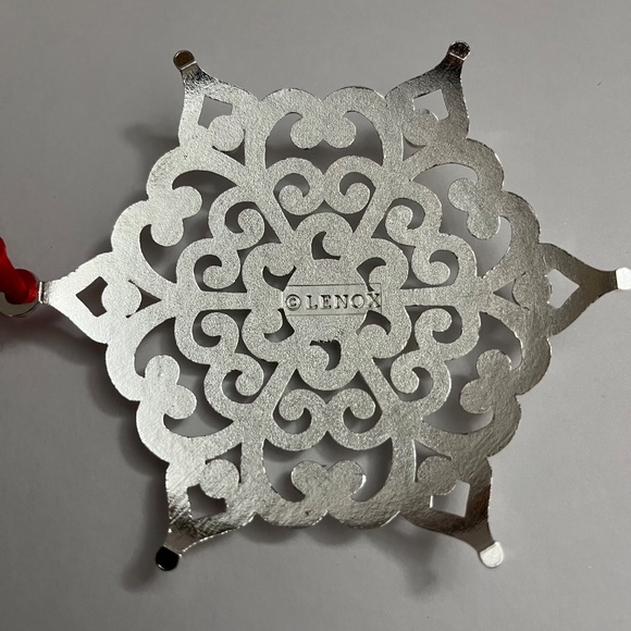EUC Lenox Sparkle & Scroll Multicolored Crystal Silver Plate Snowflake Ornament - Picture 3 of 7